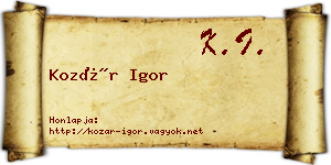 Kozár Igor névjegykártya